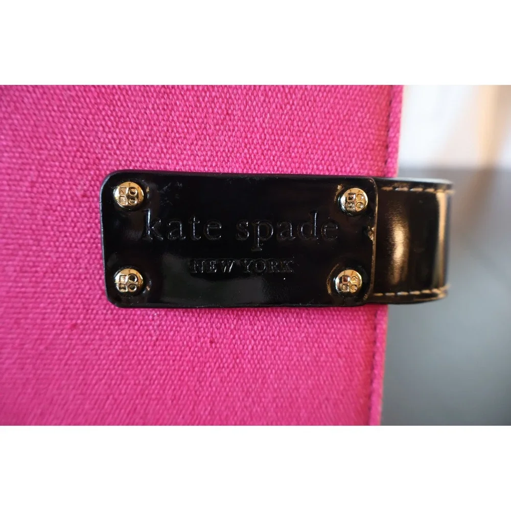 Kate Spade New York Hot Pink Canvas 6 Ring Planner Agenda Organizer